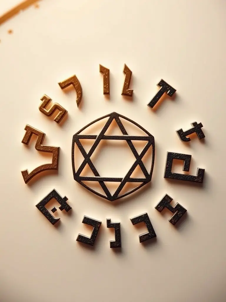 A visually appealing graphic demonstrating the geometric patterns found within the letters and words of the first verse of Genesis.