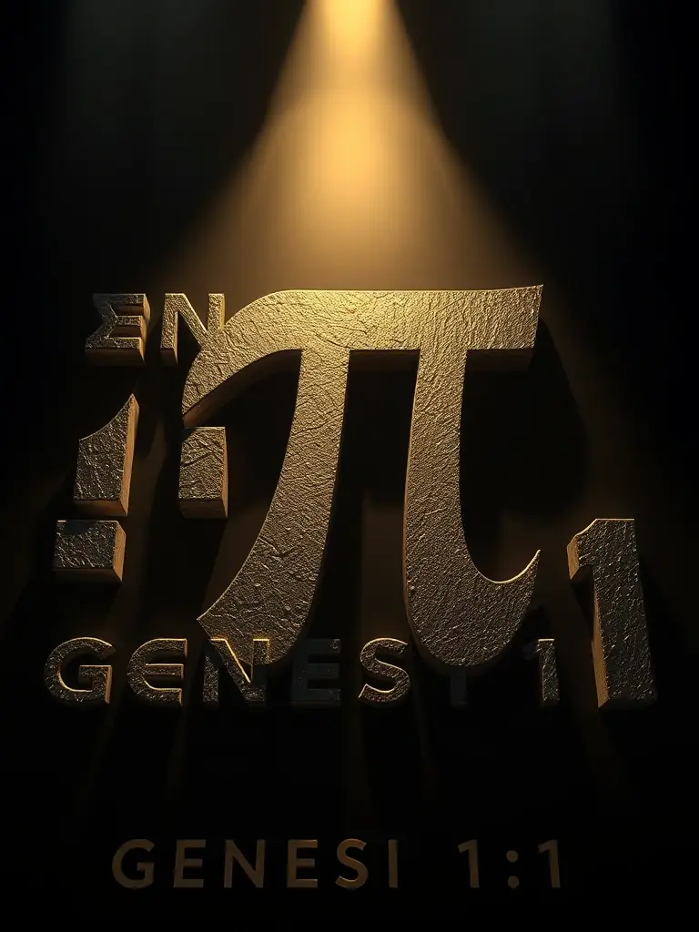 A visual representation of the mathematical constant Pi (π) superimposed on the Hebrew letters, highlighting its significance in the verse's structure.