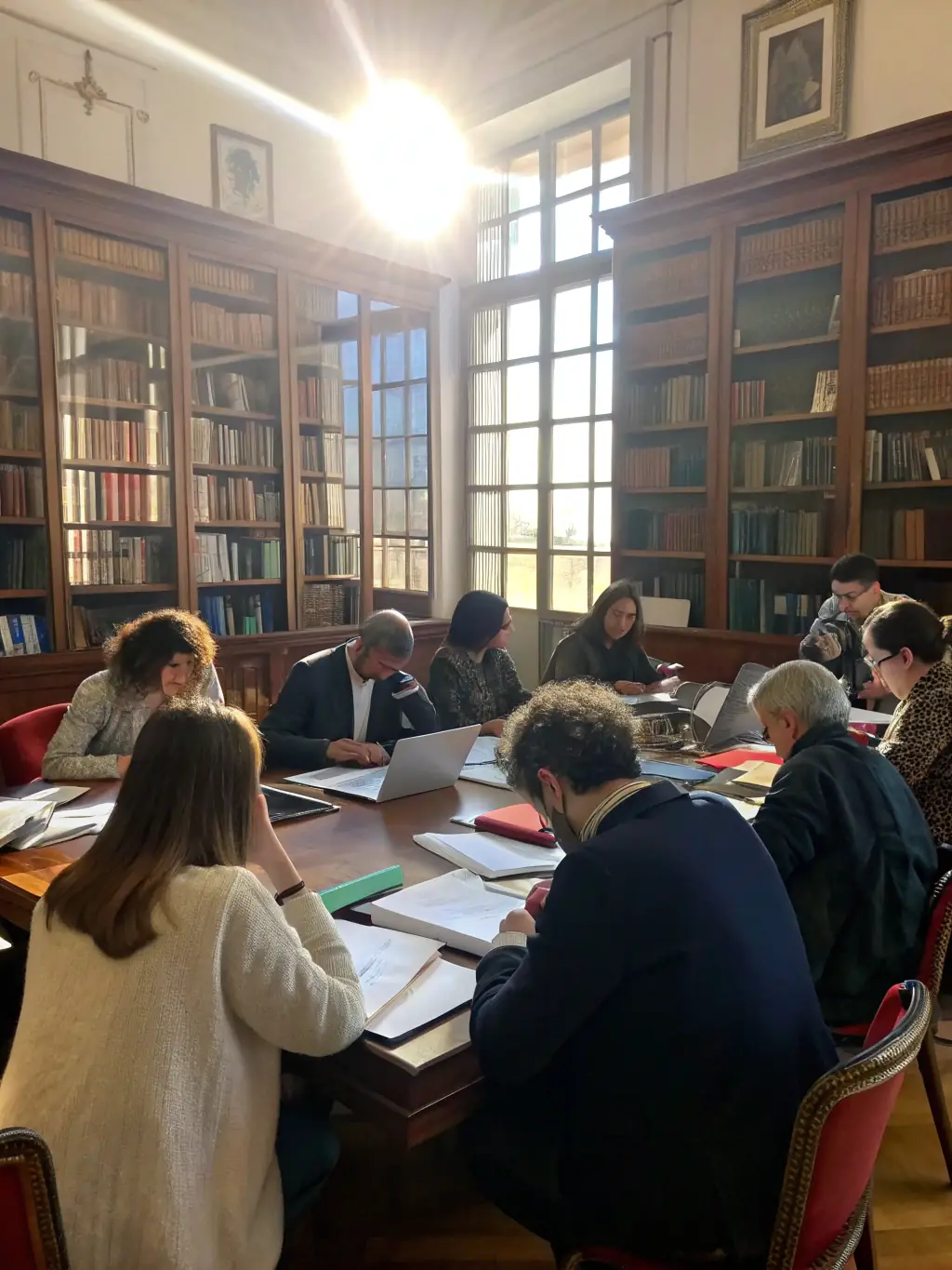 An image of leading scientists and scholars discussing the project's findings, emphasizing the credibility and expertise behind the research.
